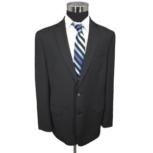 DKNY Suit Mens 44L Pants 38x30 Black 2‎ Button Wool 2 Piece Notch Lapel Vented